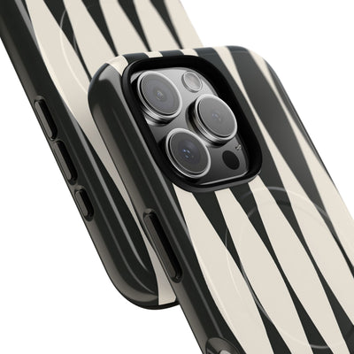 Black Tough 2.0 Magsafe Phone Case for iPhone - Ivory Spindle Grid