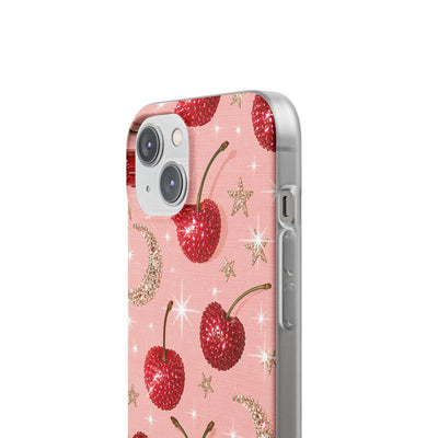 Bedazzled Ruby Cherries · Lite Phone Case for iPhone ·  Pink