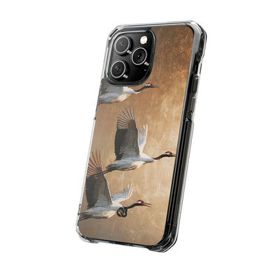 Golden Crane Flight · Clear Impact Magnetic Phone Case for iPhone · Gold