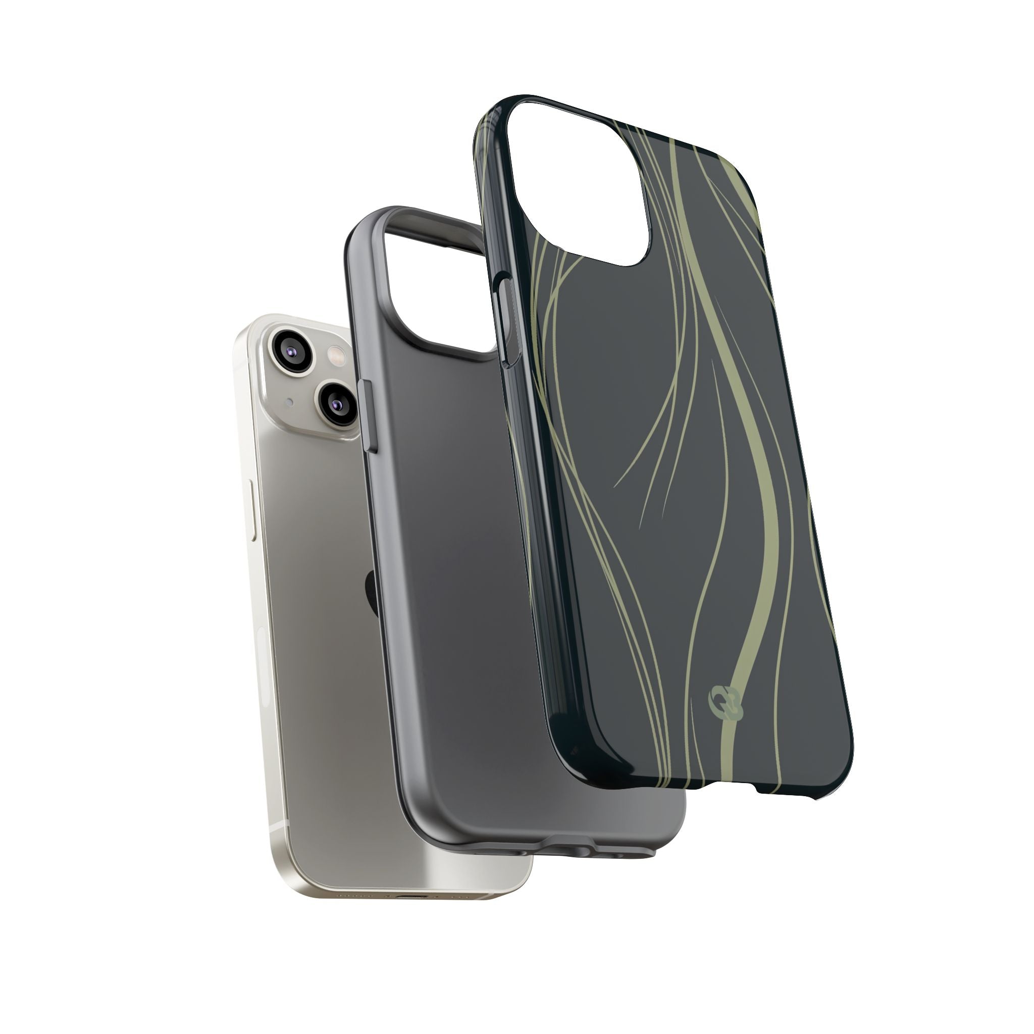 Green Tough Phone Case for iPhone - Obsidian Sage Flow