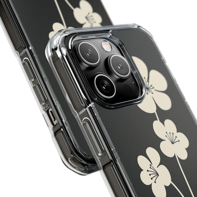 Black Impact MagSafe Phone Case for iPhone - Obsidian Cream Bloom
