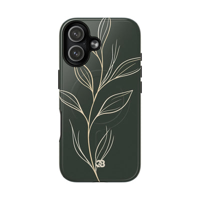 Minimal Botanical Stem · Tough 2.0 Magnetic Phone Case for iPhone · Green