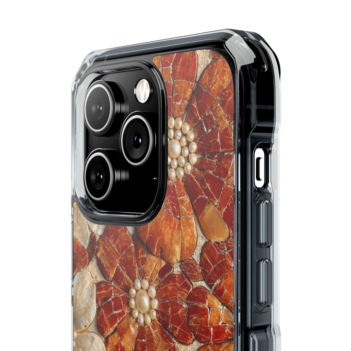 Carnelian Pearl Bloom · Clear Impact Magnetic Phone Case for iPhone · Orange