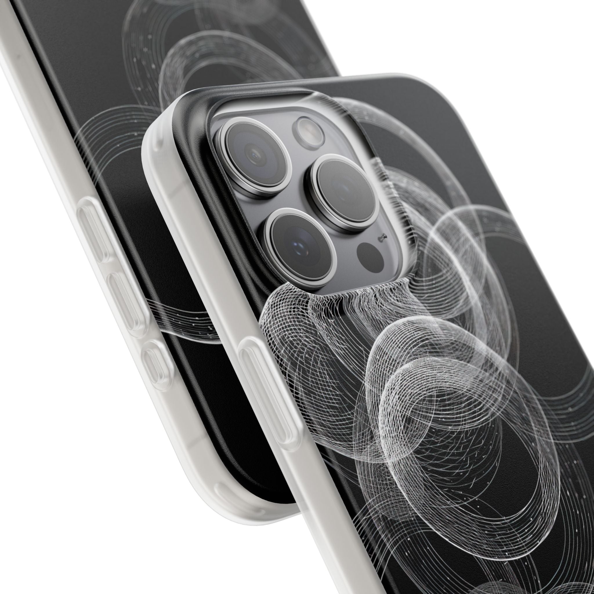 Black Lite Phone Case for iPhone - Kinetic Wireframe Orbit