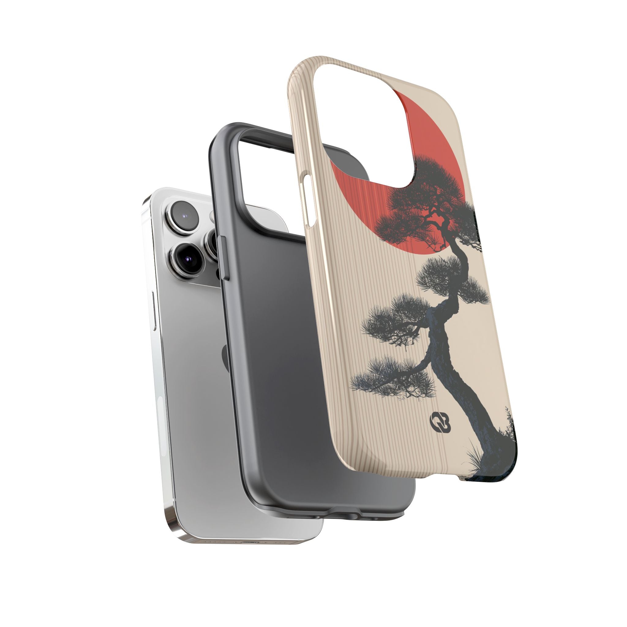 Beige Tough Phone Case for iPhone - Kyoto Crimson Pine