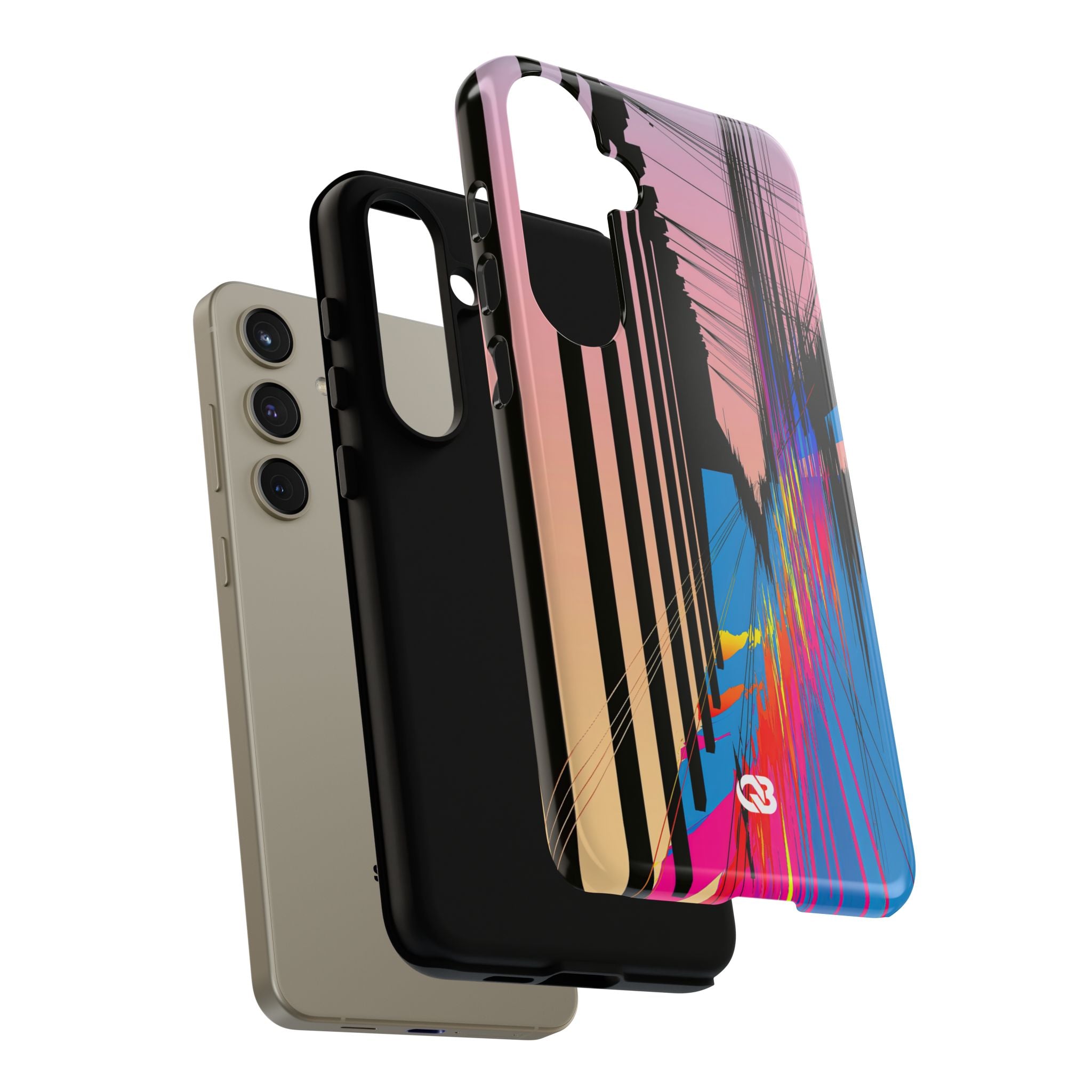 Blue Tough Phone Case for Samsung - Fractured Data Skyline