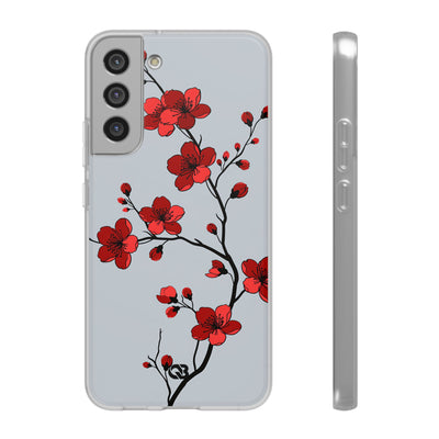 Grey Lite Phone Case for Samsung - Crimson Blossom Onyx
