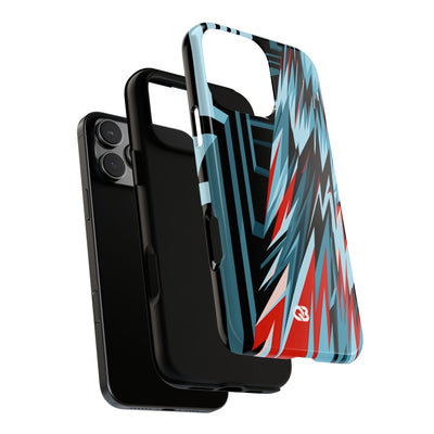 Blue Tough Phone Case for iPhone - Glitch Peak Cyan