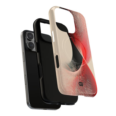 Red Tough 2.0 Magsafe Phone Case for iPhone - Crimson Grid Vortex