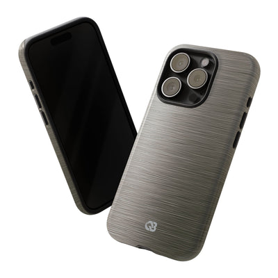 Grey Tough Phone Case for iPhone - Brushed Industrial Steel