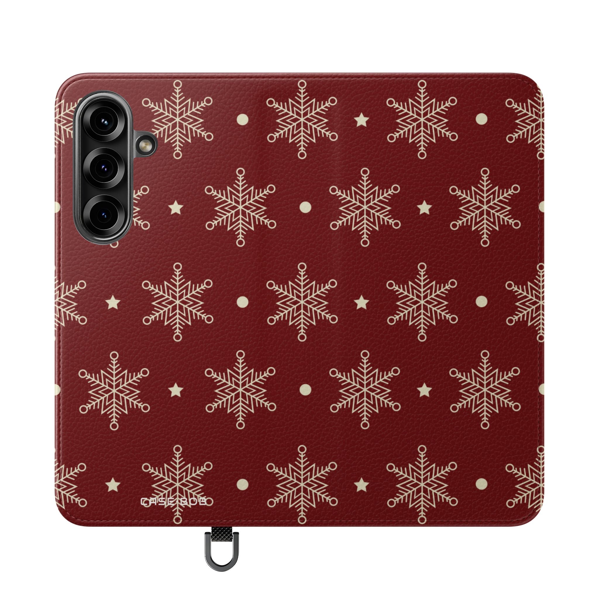 Cream Snowflakes Crimson - Samsung S25 Case - Wallet