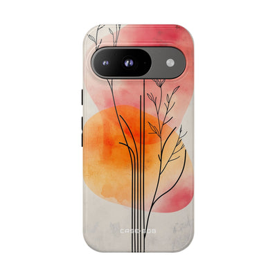 Curved Stem Sunset Google Pixel 9 Case - Tough