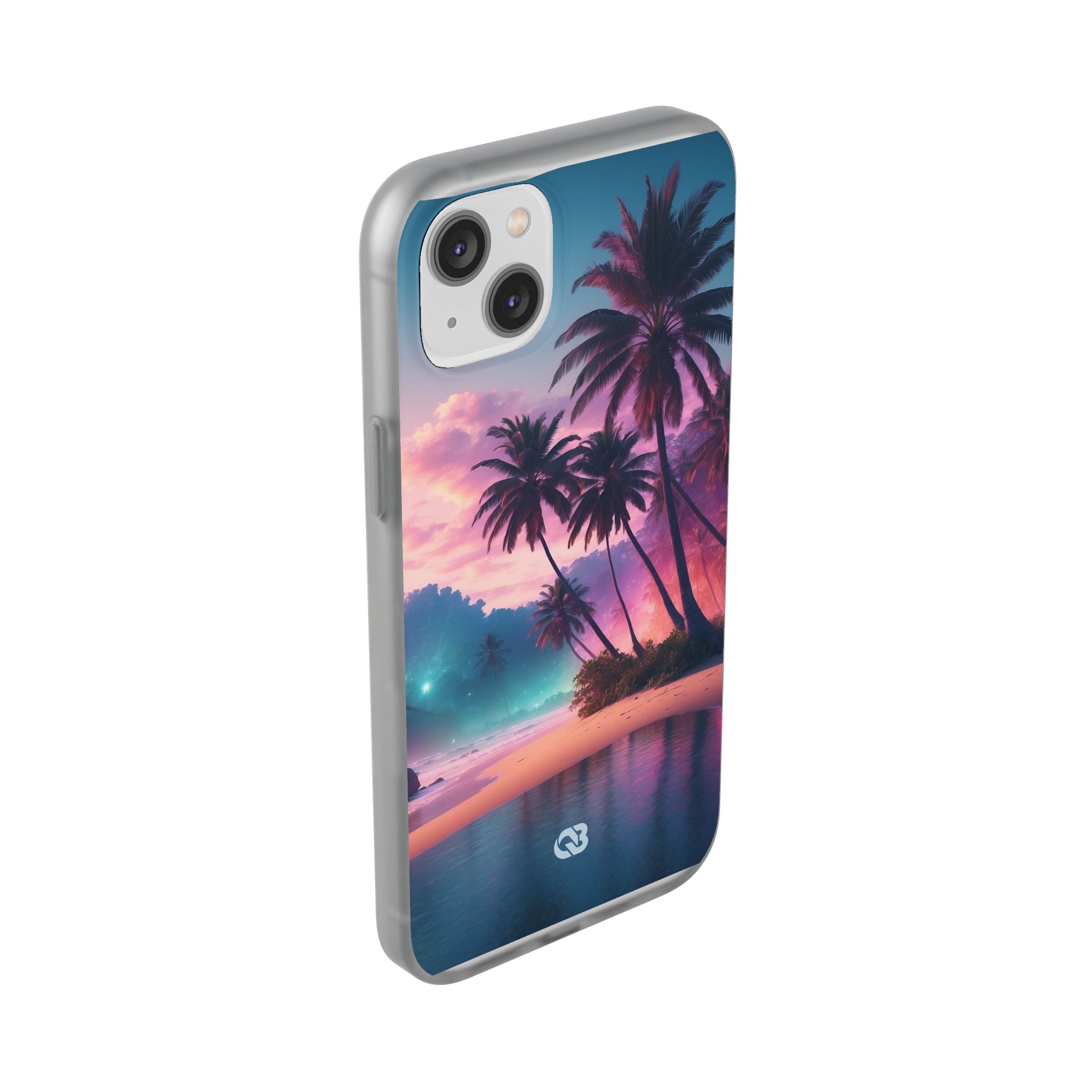 Neon Shore Palms · Soft Phone Case for iPhone