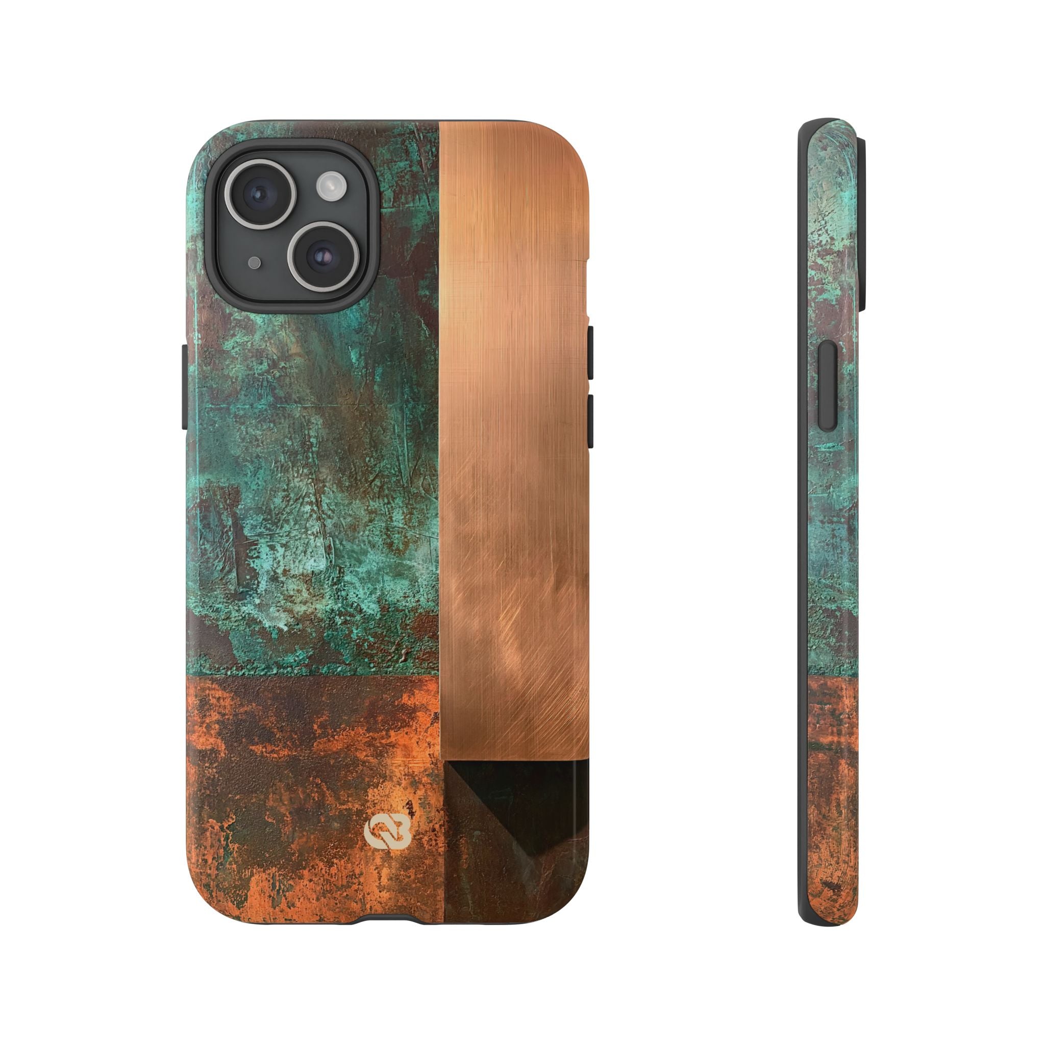 Teal Tough Phone Case for iPhone - Verdigris Copper Slab