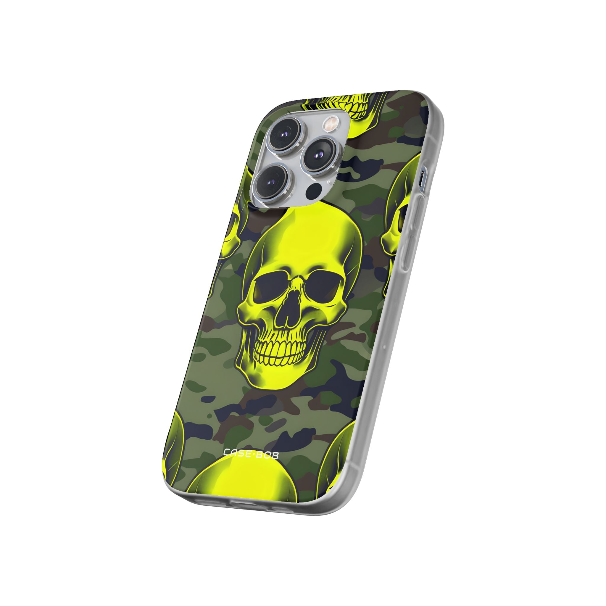 Neon Skull Camo iPhone 14 Pro Case - Soft