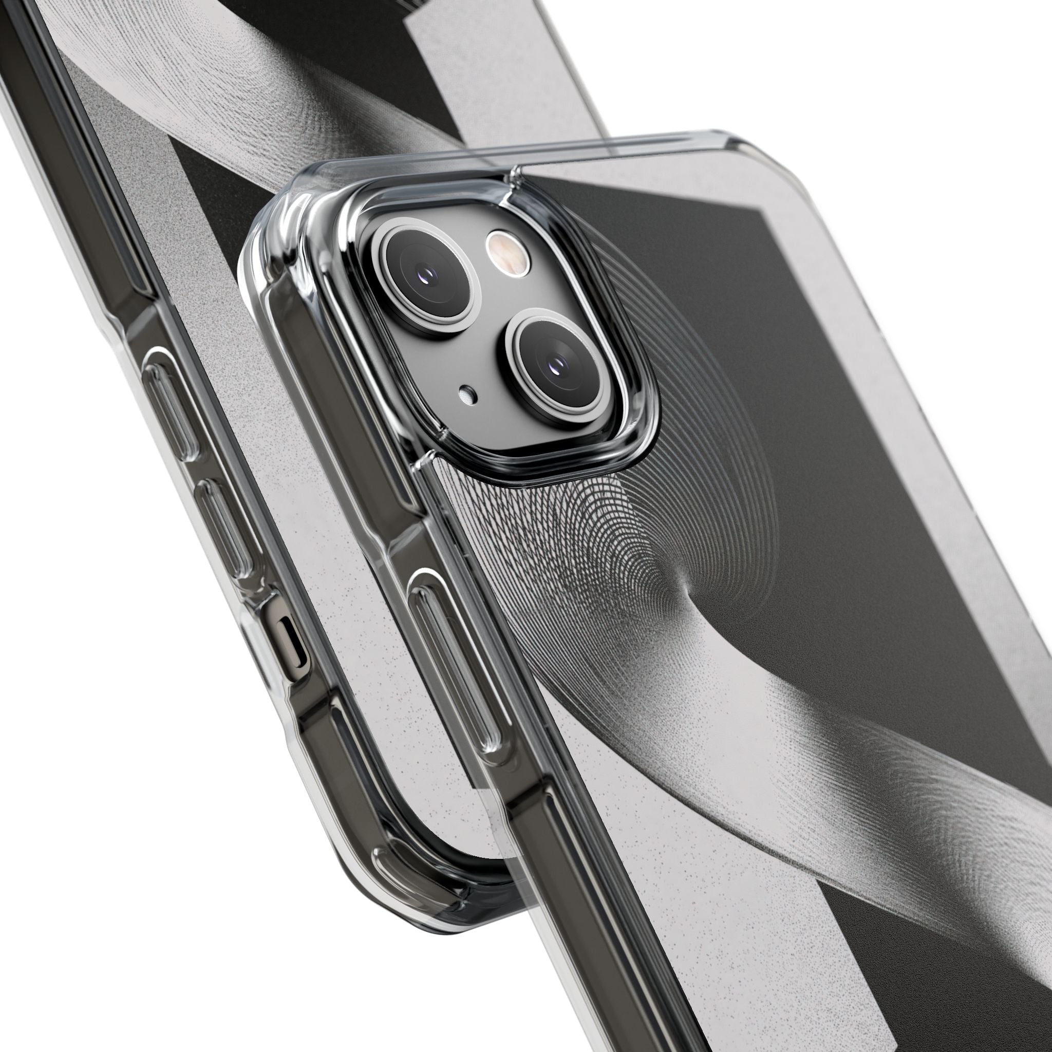 Grey Impact MagSafe Phone Case for iPhone - Obsidian Moiré Wave