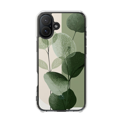 Layered Eucalyptus Study · Clear Impact Magnetic Phone Case for iPhone ·  Green