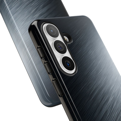 Grey Tough Phone Case for Samsung - Charcoal Brushed Steel