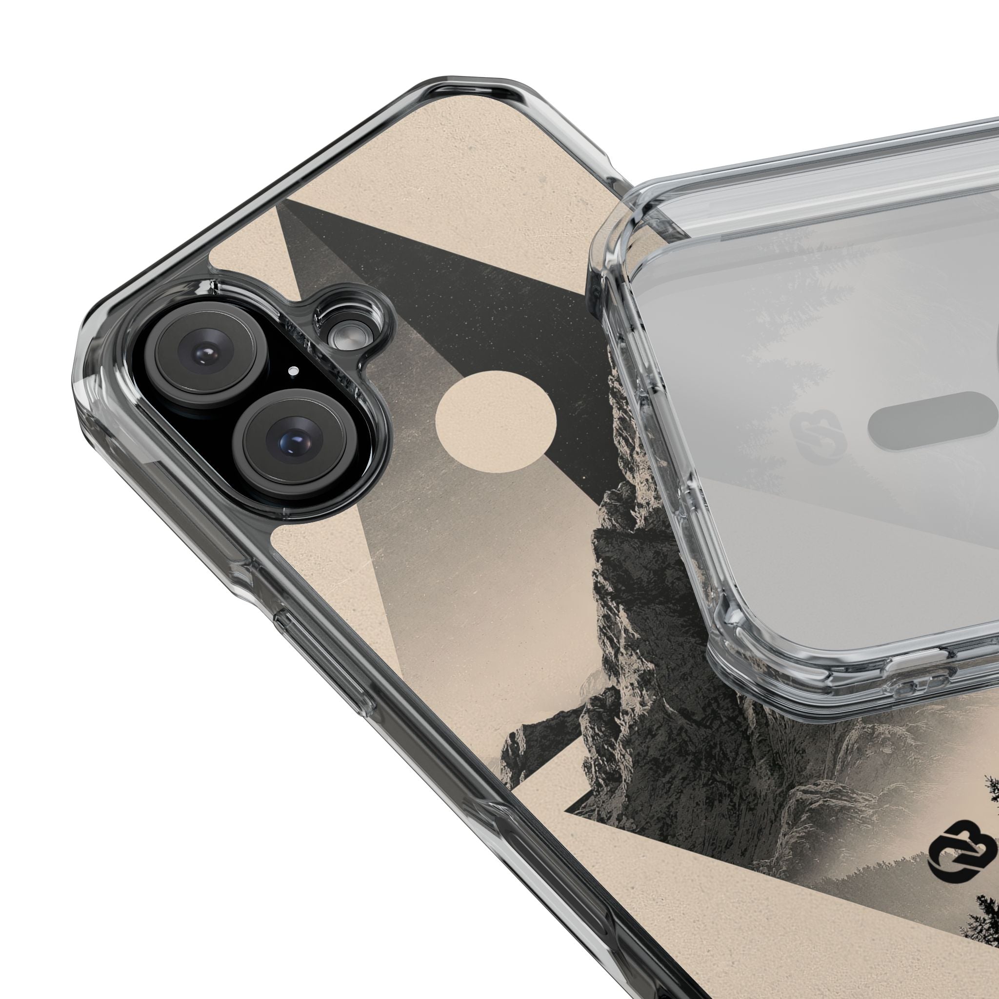 Beige Impact MagSafe Phone Case for iPhone - Obsidian Summit Parchment