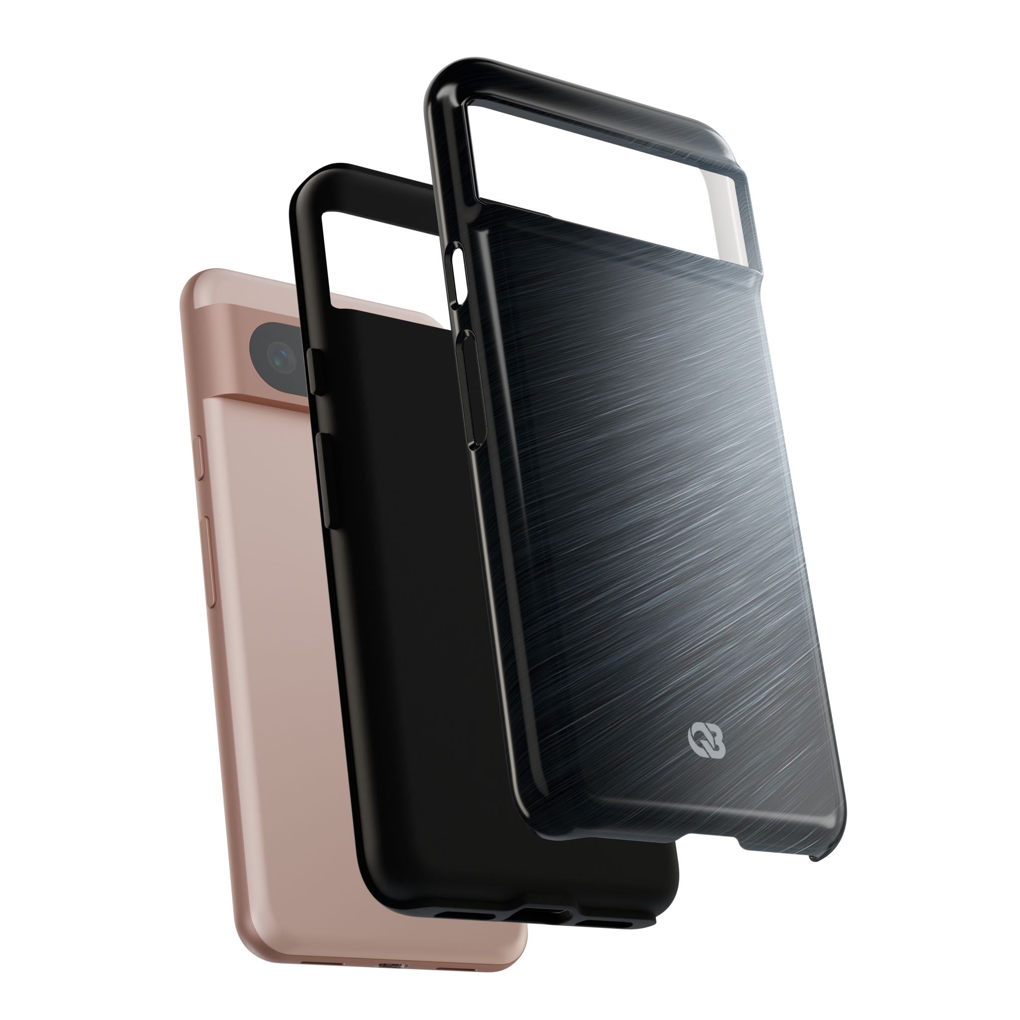 Grey Tough Phone Case for Google Pixel - Charcoal Brushed Steel
