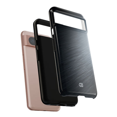 Grey Tough Phone Case for Google Pixel - Charcoal Brushed Steel