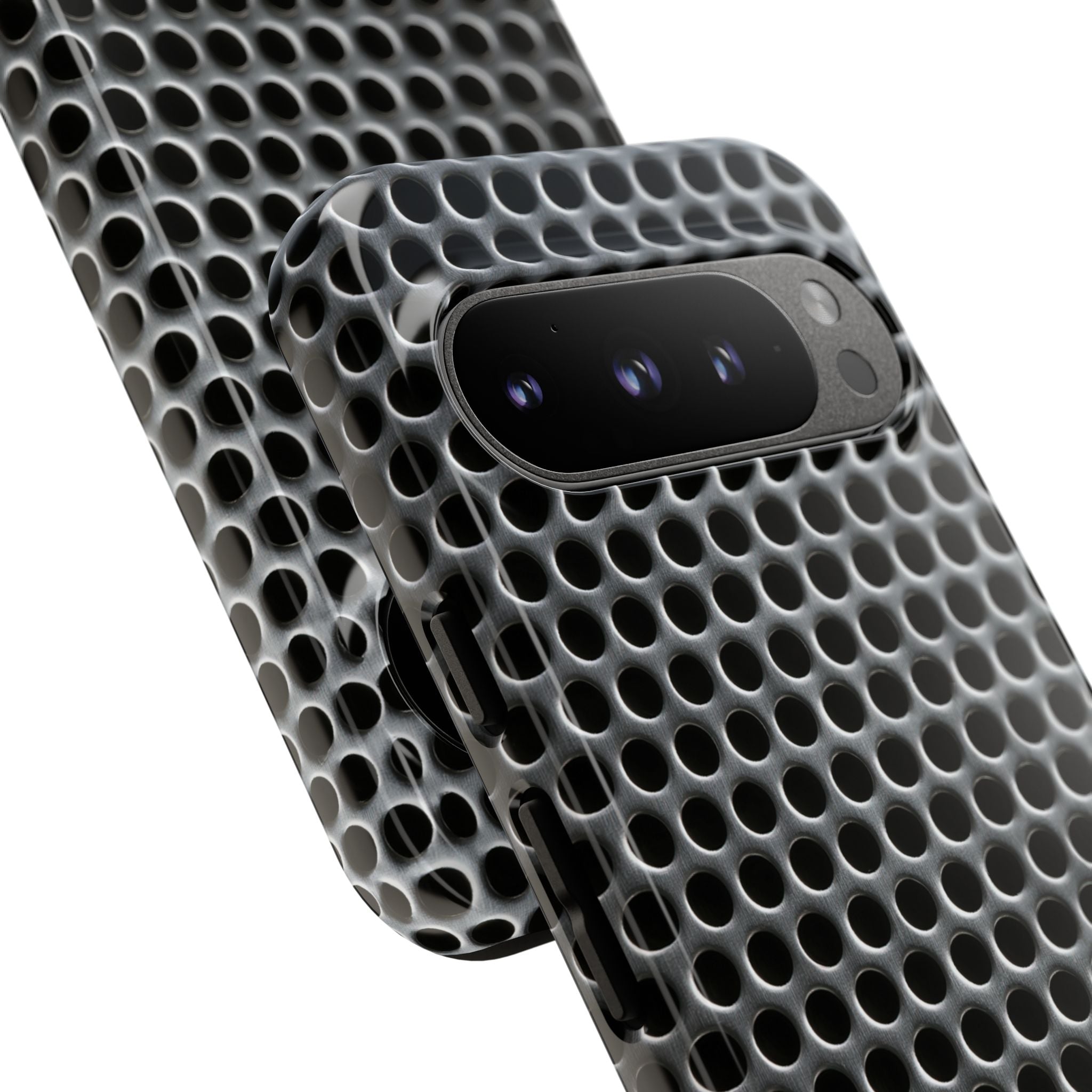 Silver Tough Phone Case for Google Pixel - Brutalist Steel Mesh