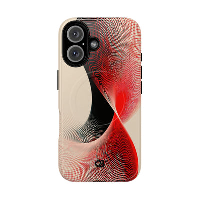 Red Tough 2.0 Magsafe Phone Case for iPhone - Crimson Grid Vortex