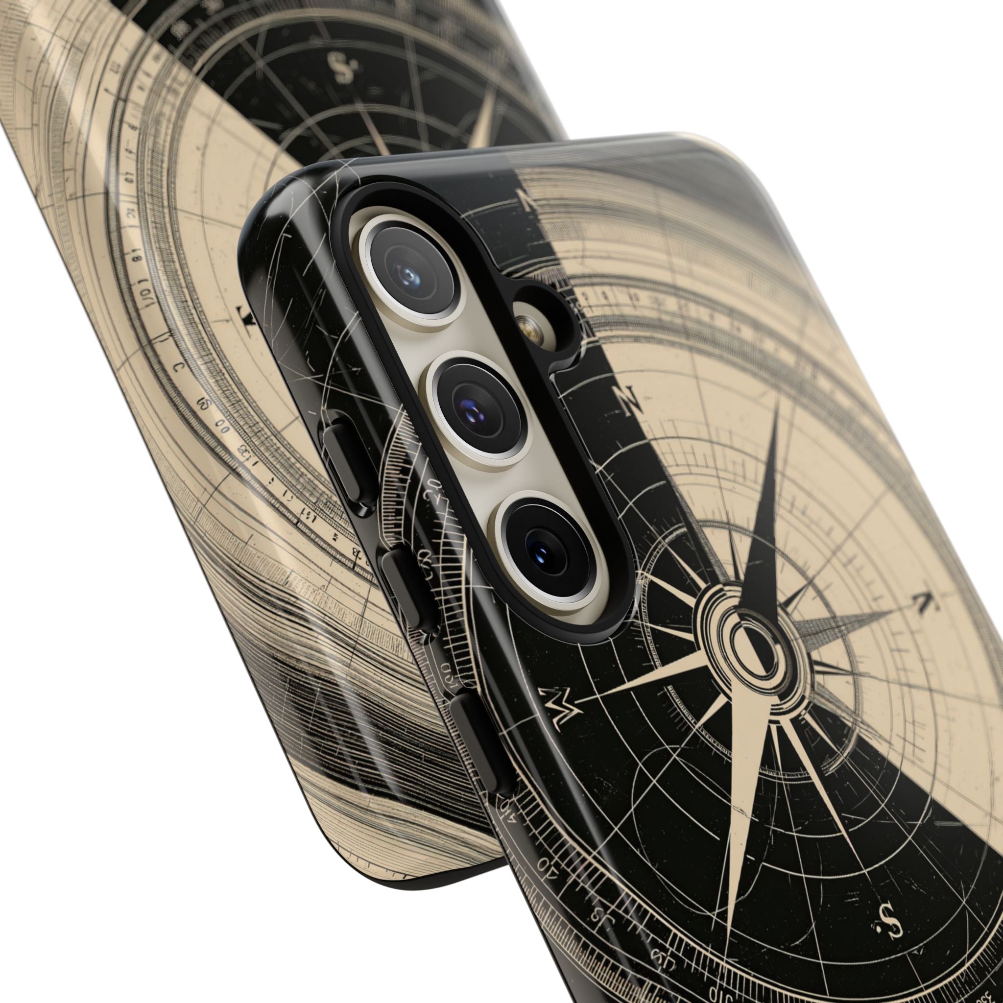 Beige Tough Phone Case for Samsung - Obsidian Nautical Blueprint