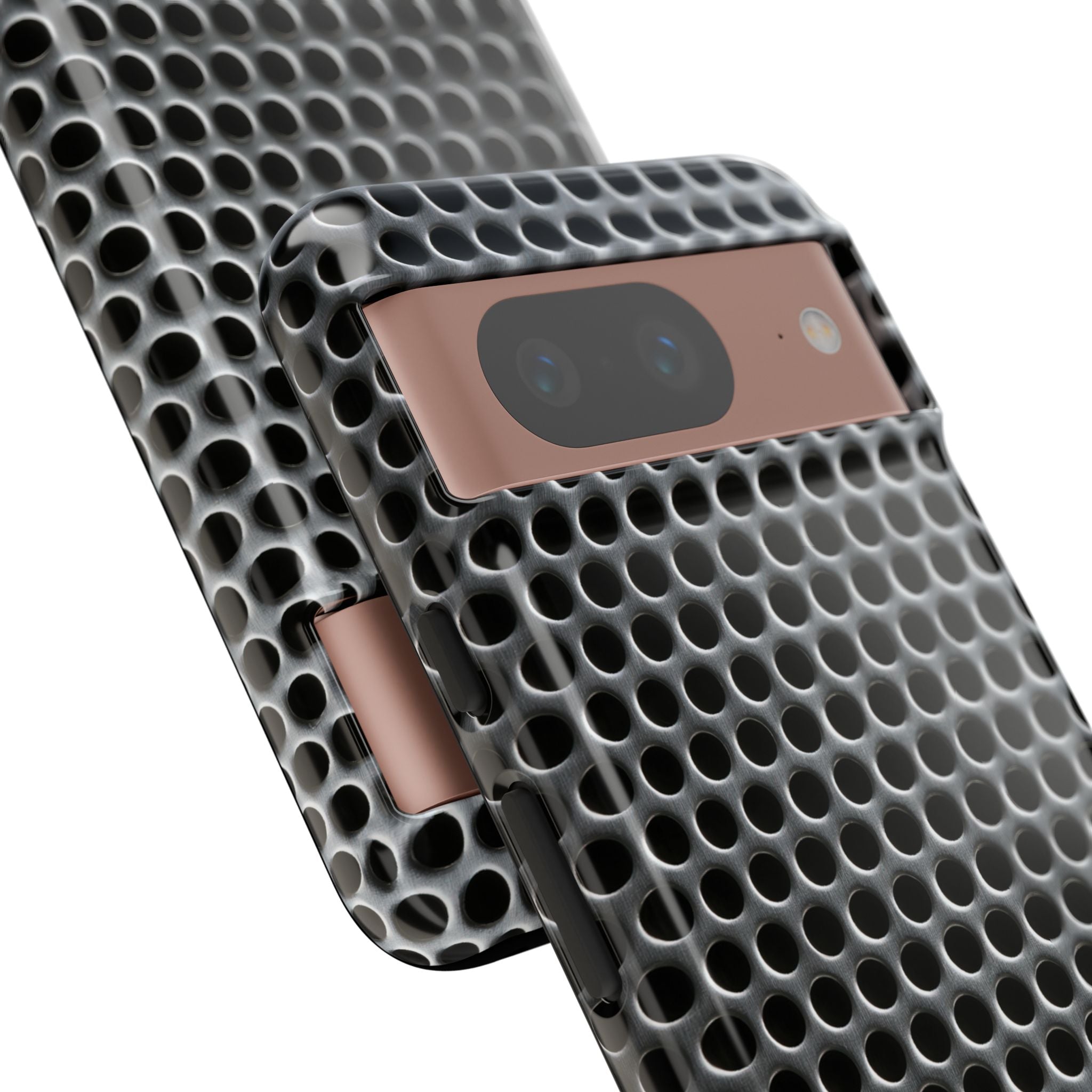 Silver Tough Phone Case for Google Pixel - Brutalist Steel Mesh