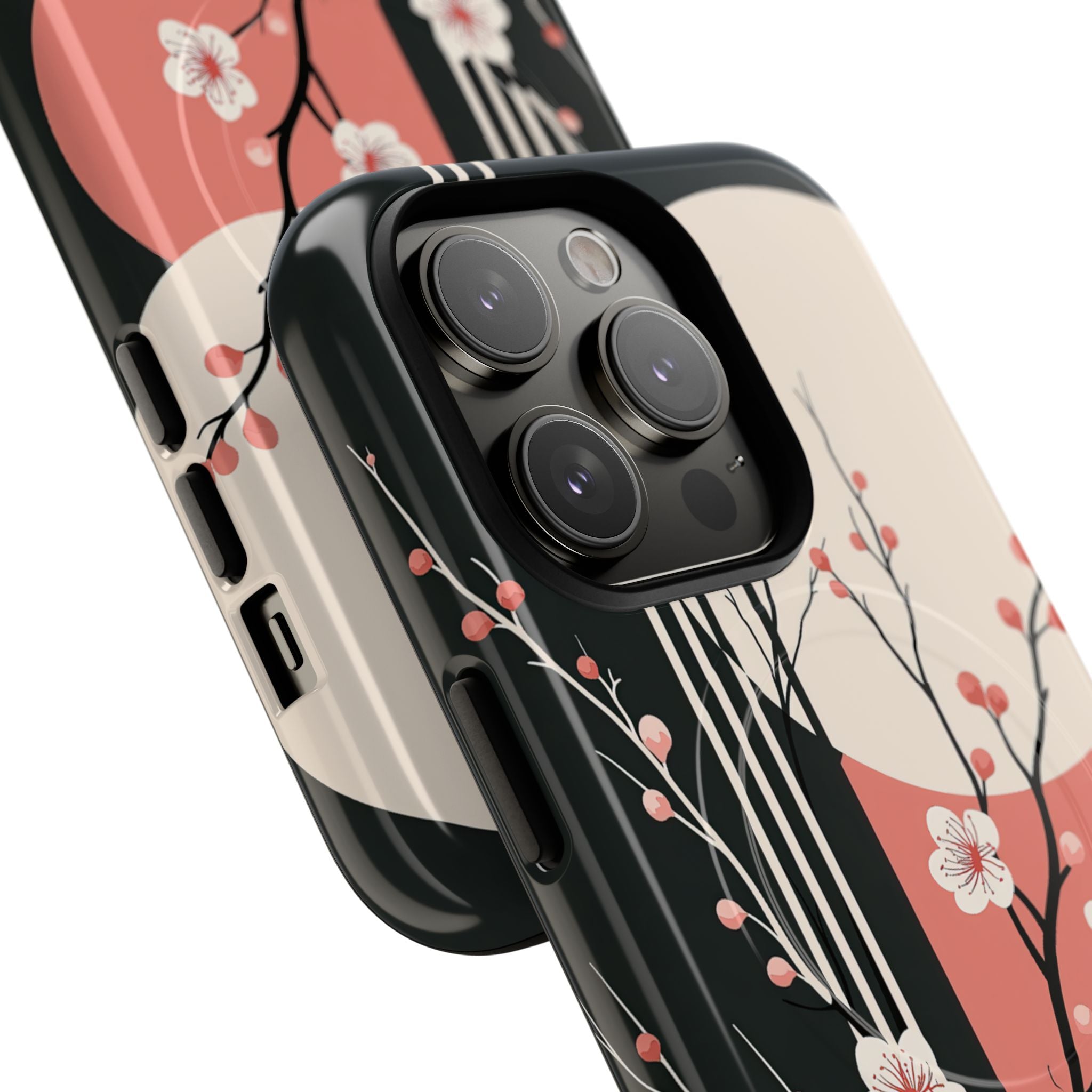 Black Tough 2.0 Magsafe Phone Case for iPhone - Kyoto Midnight Blossom