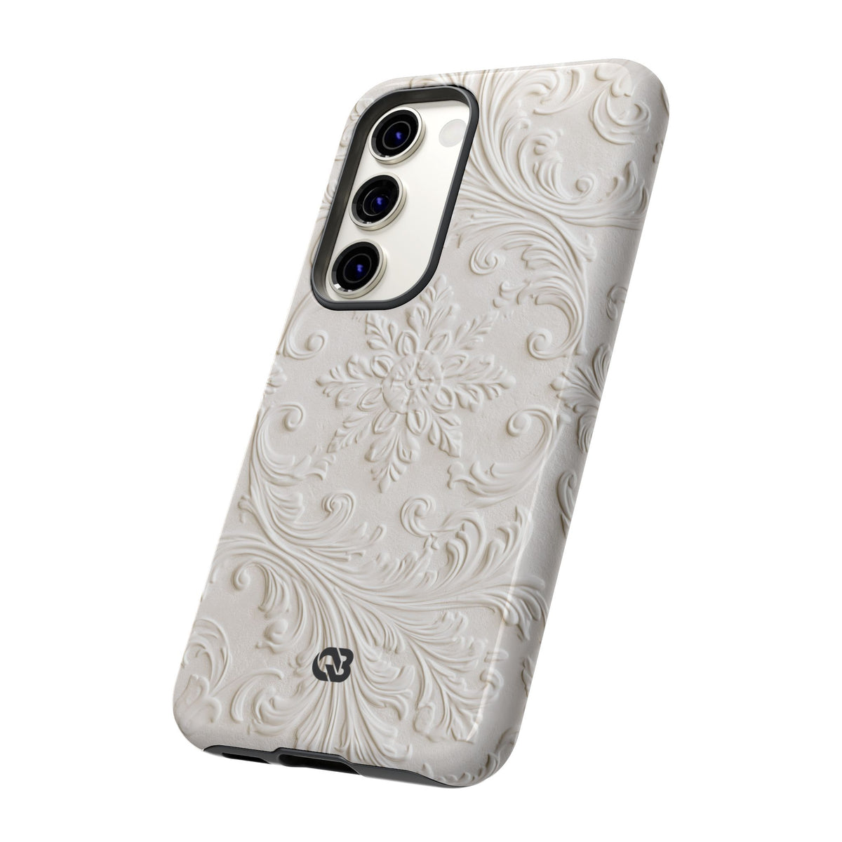 Ivory Baroque Relief · Tough Phone Case for Samsung · White