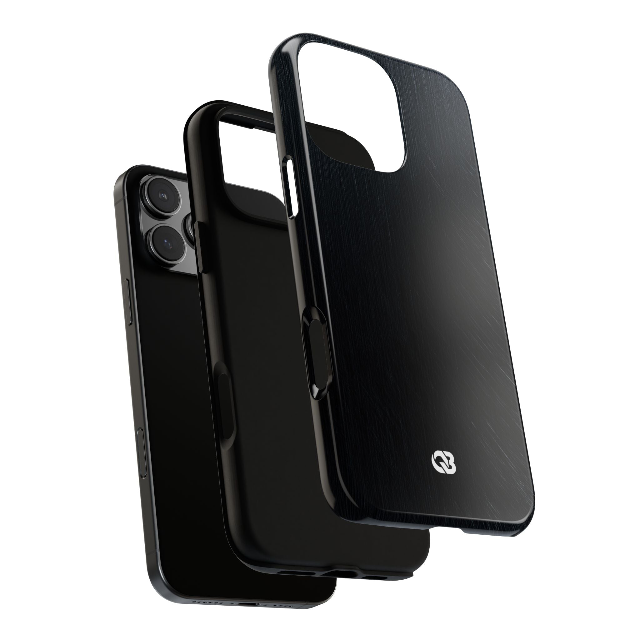 Black Tough Phone Case for iPhone - Midnight Brushed Grain