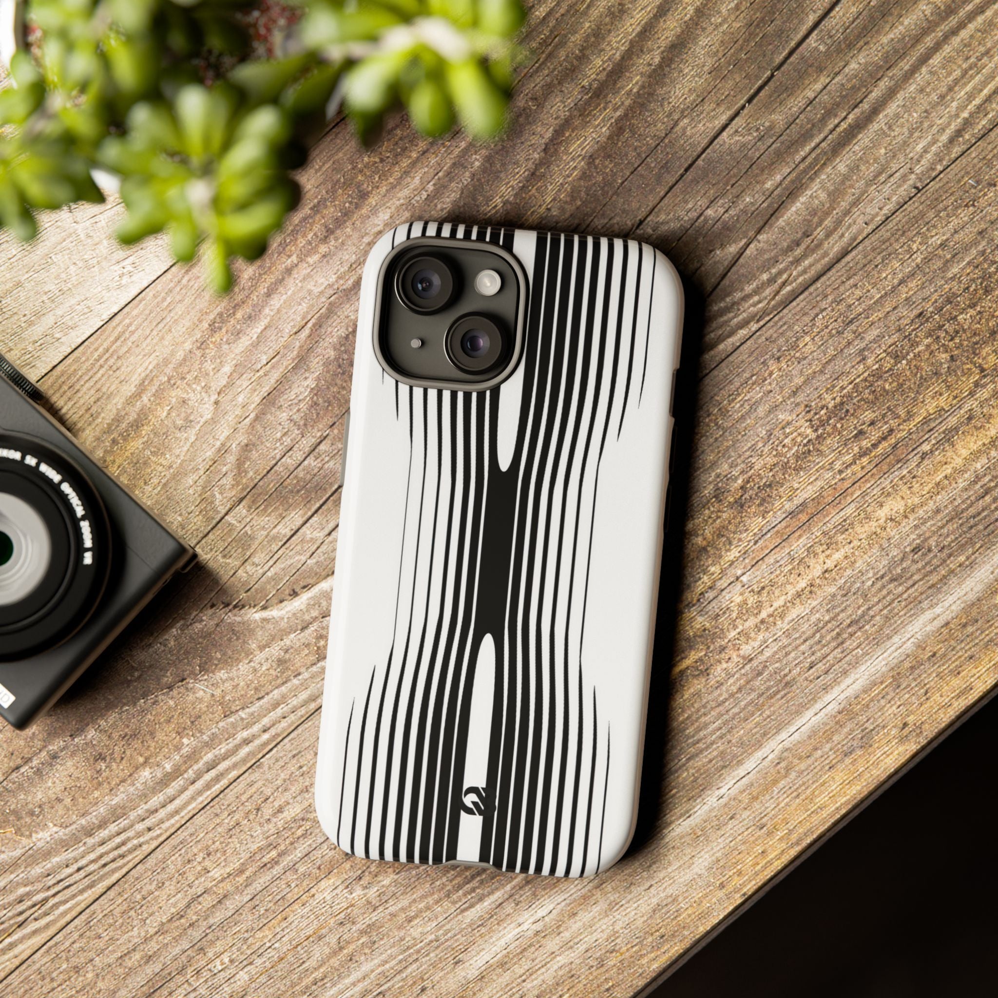 White Tough Phone Case for iPhone - Kinetic Mono Distortion