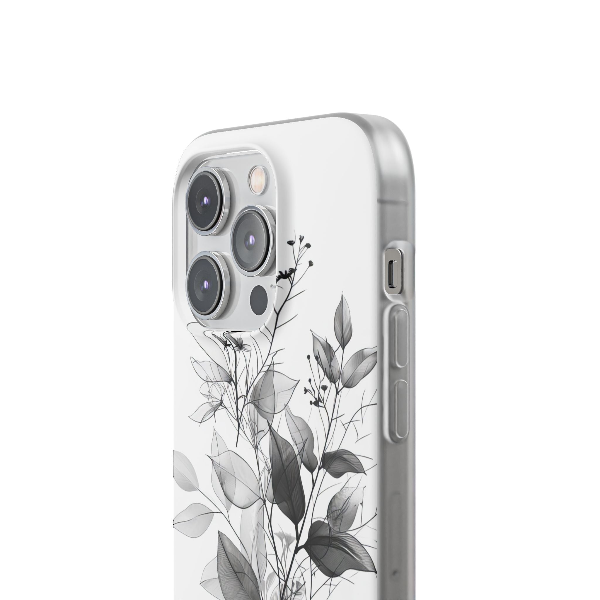 Veined Leaves Gray iPhone 14 Pro Case - Soft