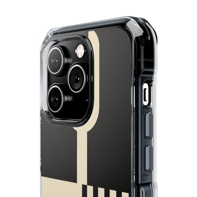 Black Impact MagSafe Phone Case for iPhone - Ivory Signal Grid