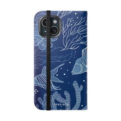 Blauwe Schaal Koraalrif - iPhone 15 Case - Portemonnee