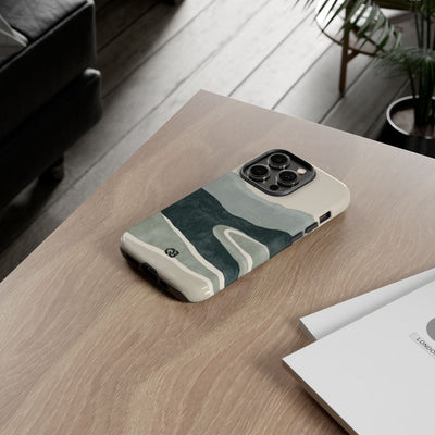 Green Tough Phone Case for iPhone - Misty Sage Valley