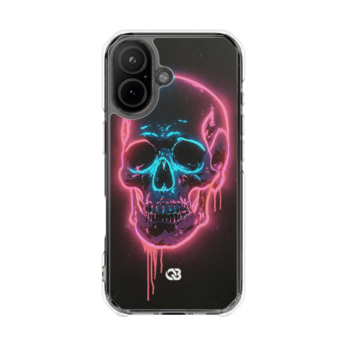 Neon Drip Skull · Clear Impact Magnetic Phone Case for iPhone · Black