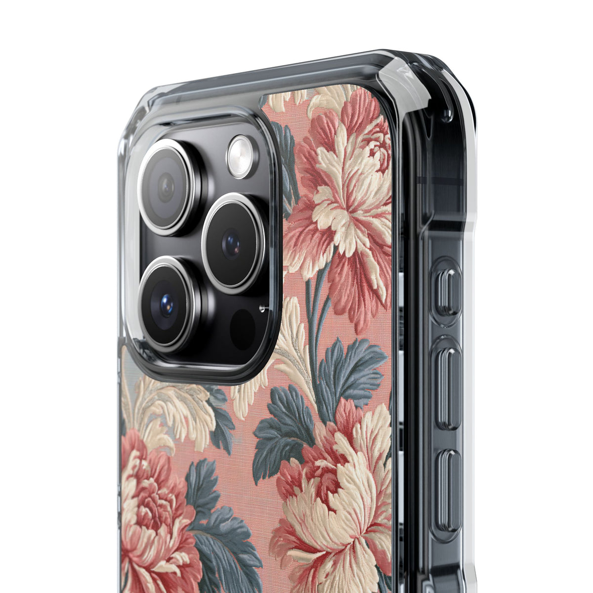 Blush Peony Jacquard · Clear Impact Magnetic Phone Case for iPhone ·  Pink