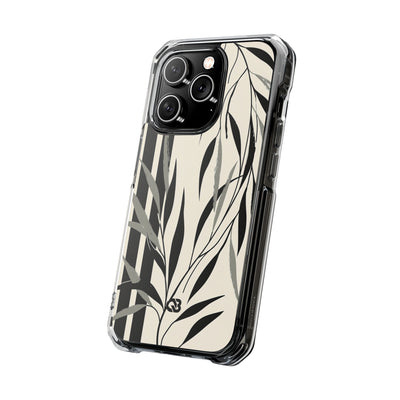 Beige Impact MagSafe Phone Case for iPhone - Soot Leaf Sketch