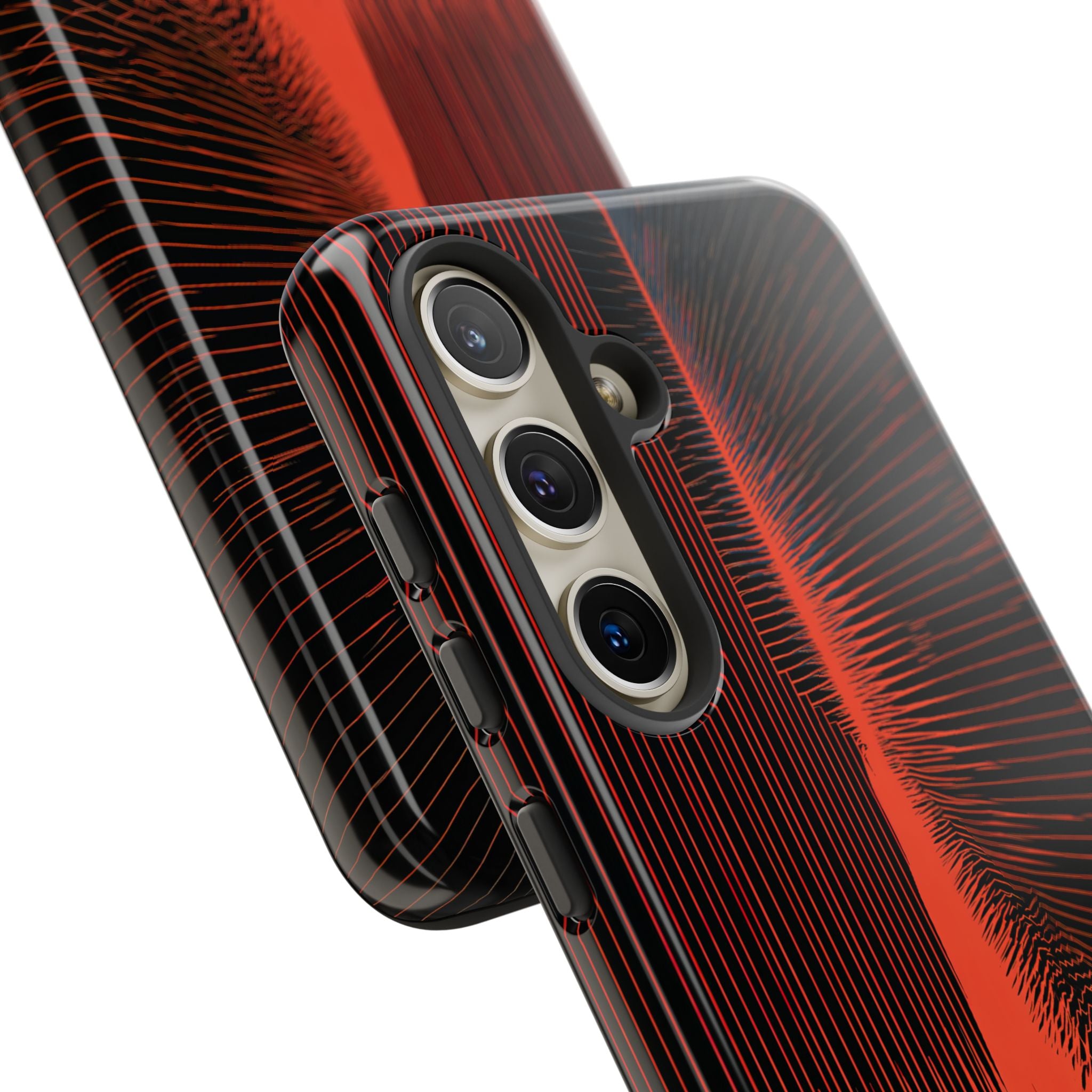 Red Tough Phone Case for Samsung - Crimson Frequency Pulse