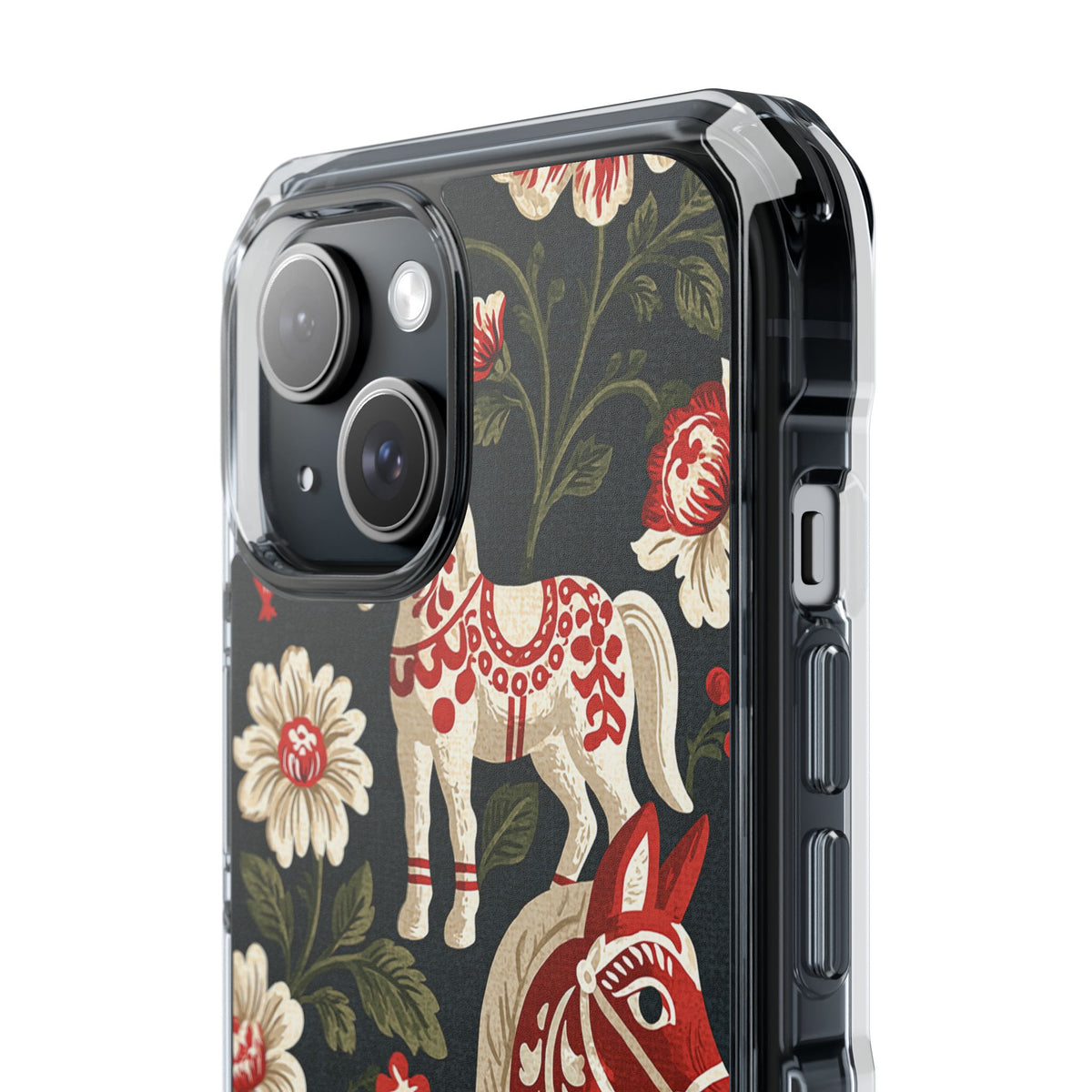Nordic Dala Meadow · Clear Impact Magnetic Phone Case for iPhone · Red