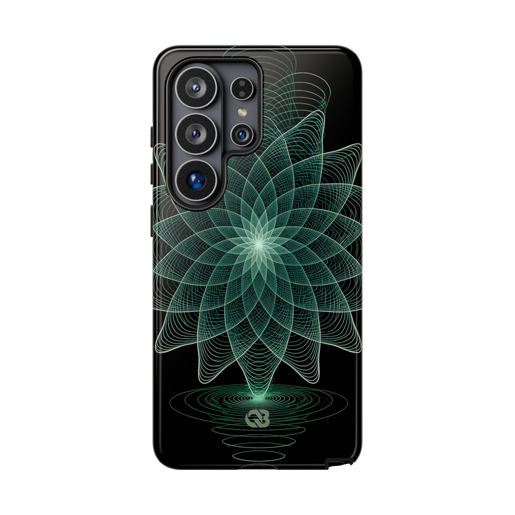 Green Tough Phone Case for Samsung - Cyan Signal Bloom