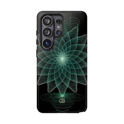 Green Tough Phone Case for Samsung - Cyan Signal Bloom