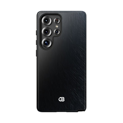 Black Tough Phone Case for Samsung - Midnight Brushed Grain