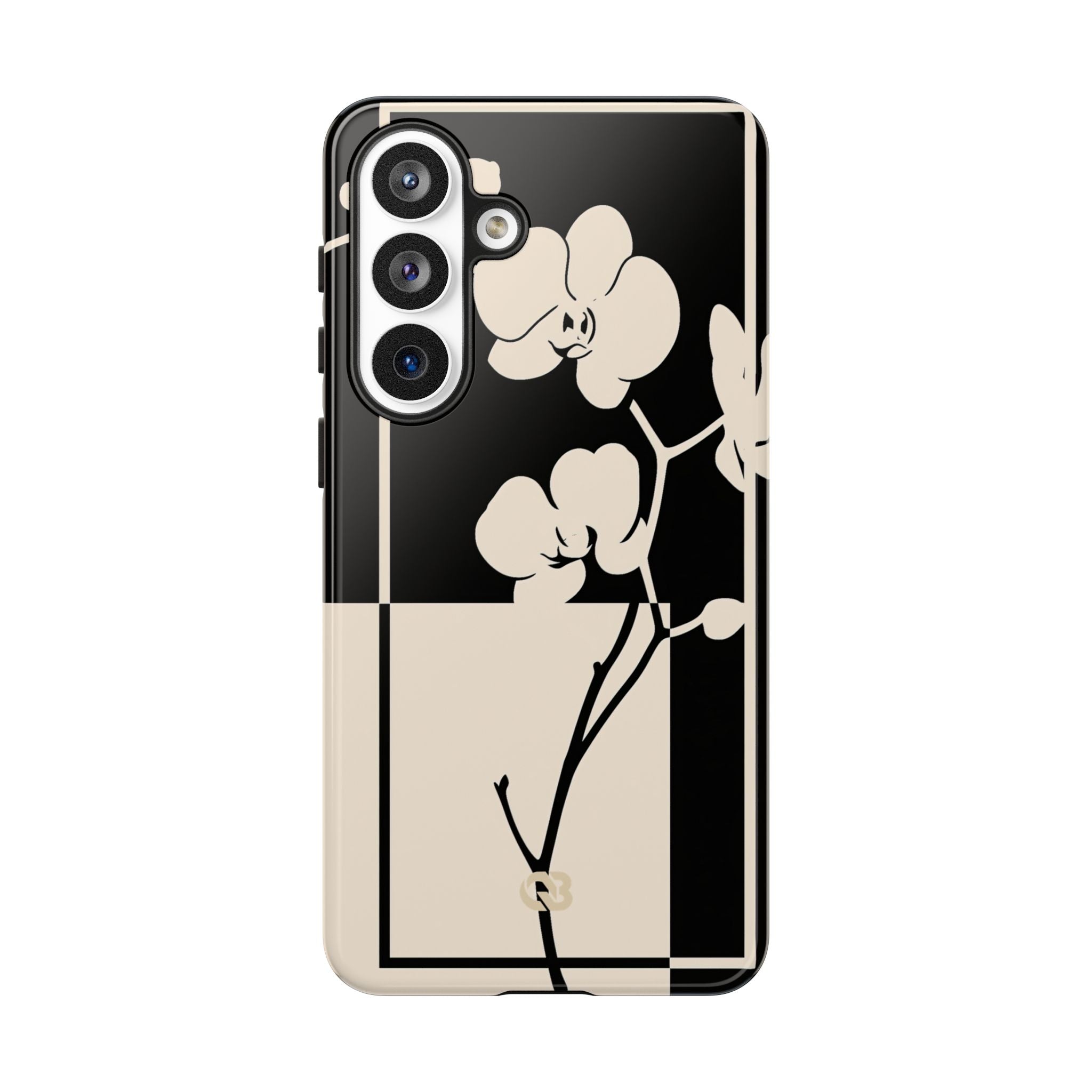 Beige Tough Phone Case for Samsung - Nocturnal Orchid Frame