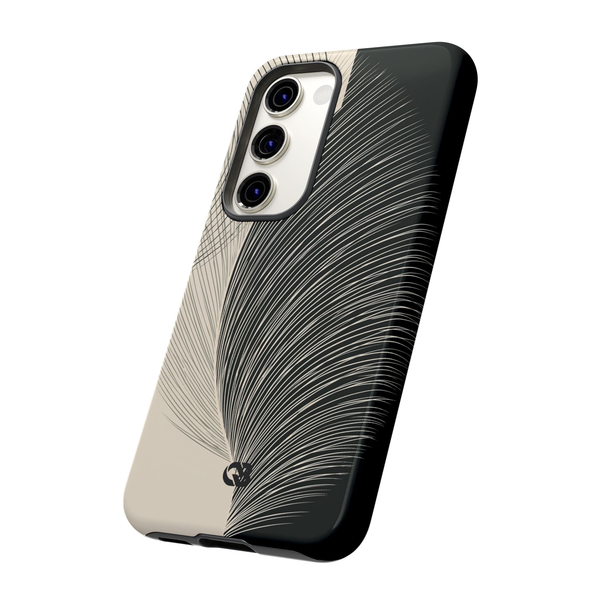Beige Tough Phone Case for Samsung - Obsidian Cream Plume