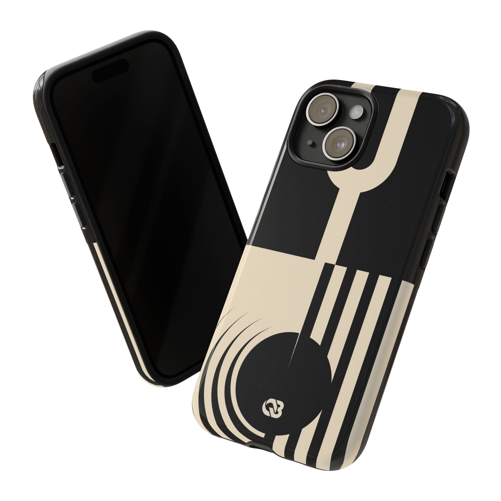 Black Tough Phone Case for iPhone - Ivory Signal Grid