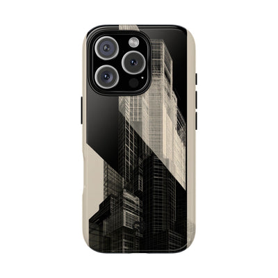 Beige Tough Phone Case for iPhone - Monolith Urban Grid