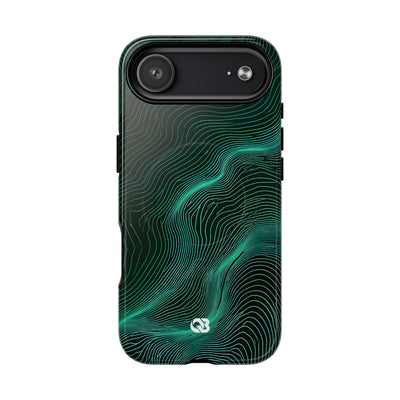 Teal Tough 2.0 Magsafe Phone Case for iPhone - Neon Jade Contour
